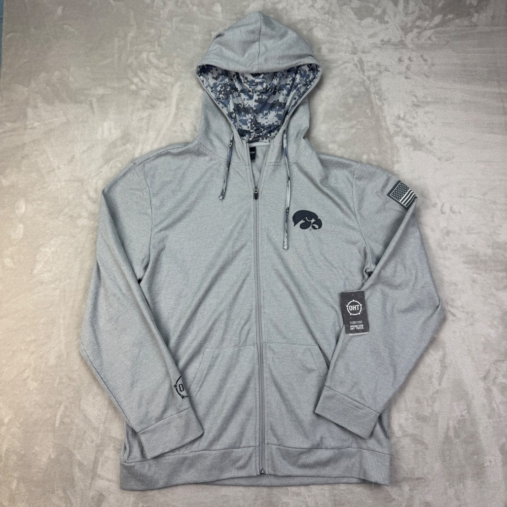 Colosseum Iowa Hawkeyes Mens XXL Gray Regular Zip Hoodie OHT Military Camo New